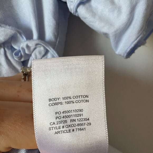 Aritzia Sunday Best Tybee Ruffle Trim Cotton Short Sleeve Dress Blue Size Medium - Picture 8 of 8